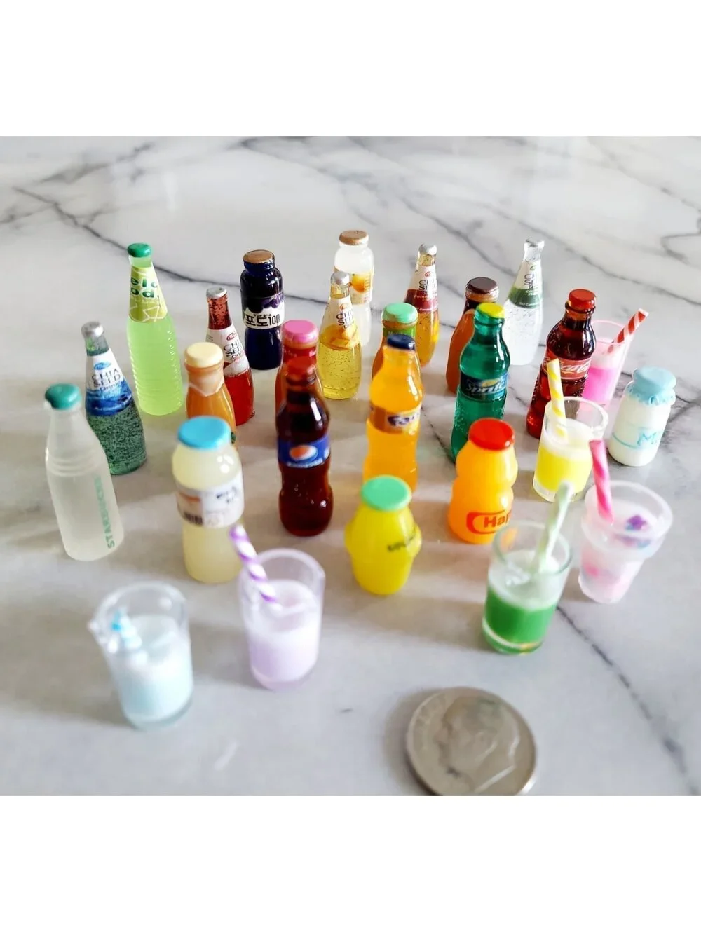 8pc Miniature Dollhouse Variety Soda Juice Drinks